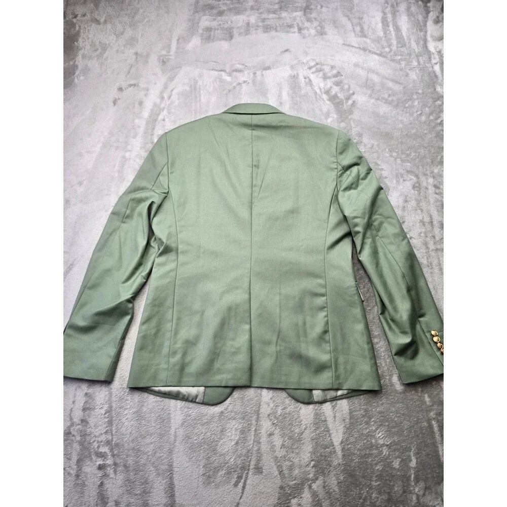 AO YAN Men Slim Fit Blazer Sage Dusty Green Gold Buttons Suit Jacket Size M NWT